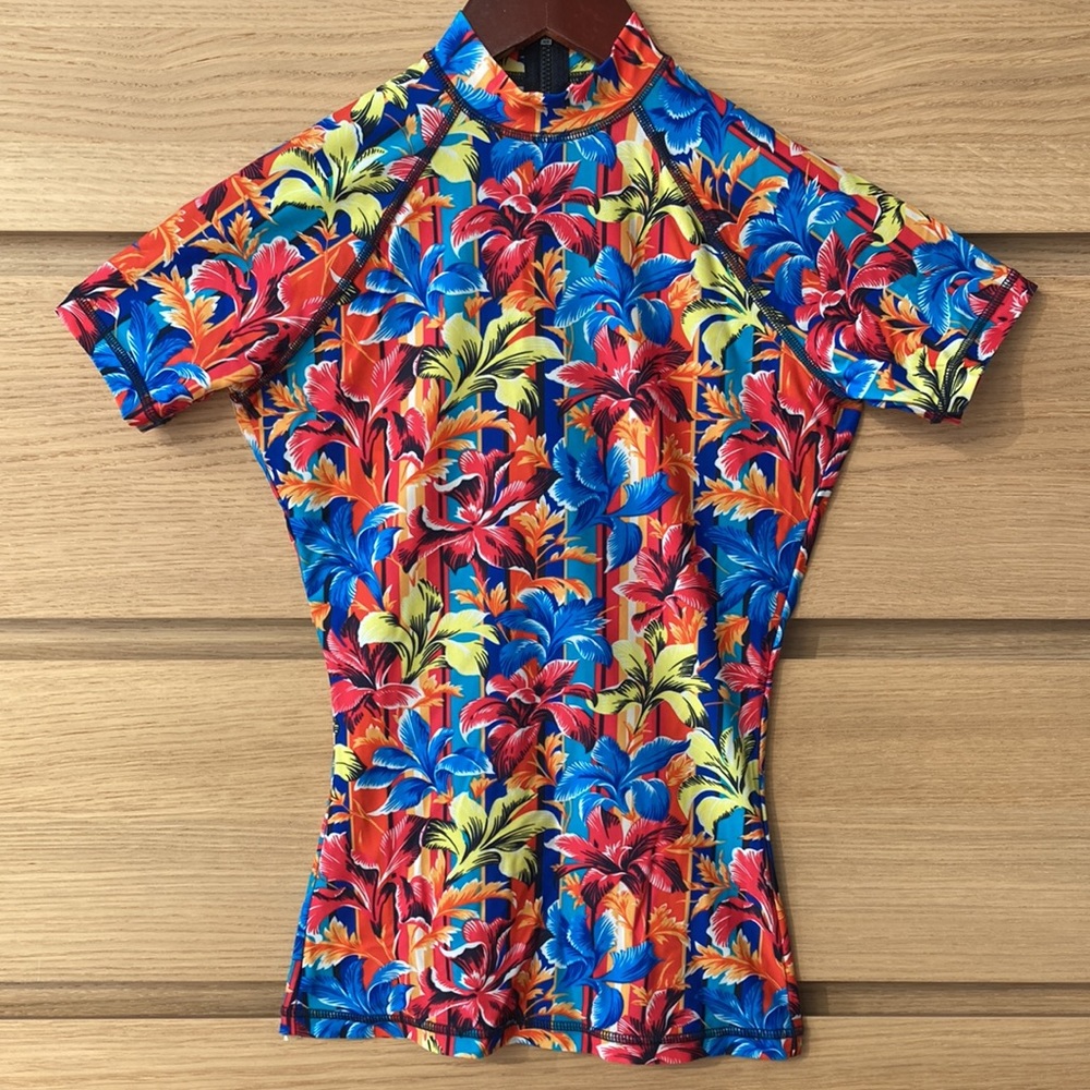 J Crew Floral Raglan Short Sleeve Rash Guard XXS
